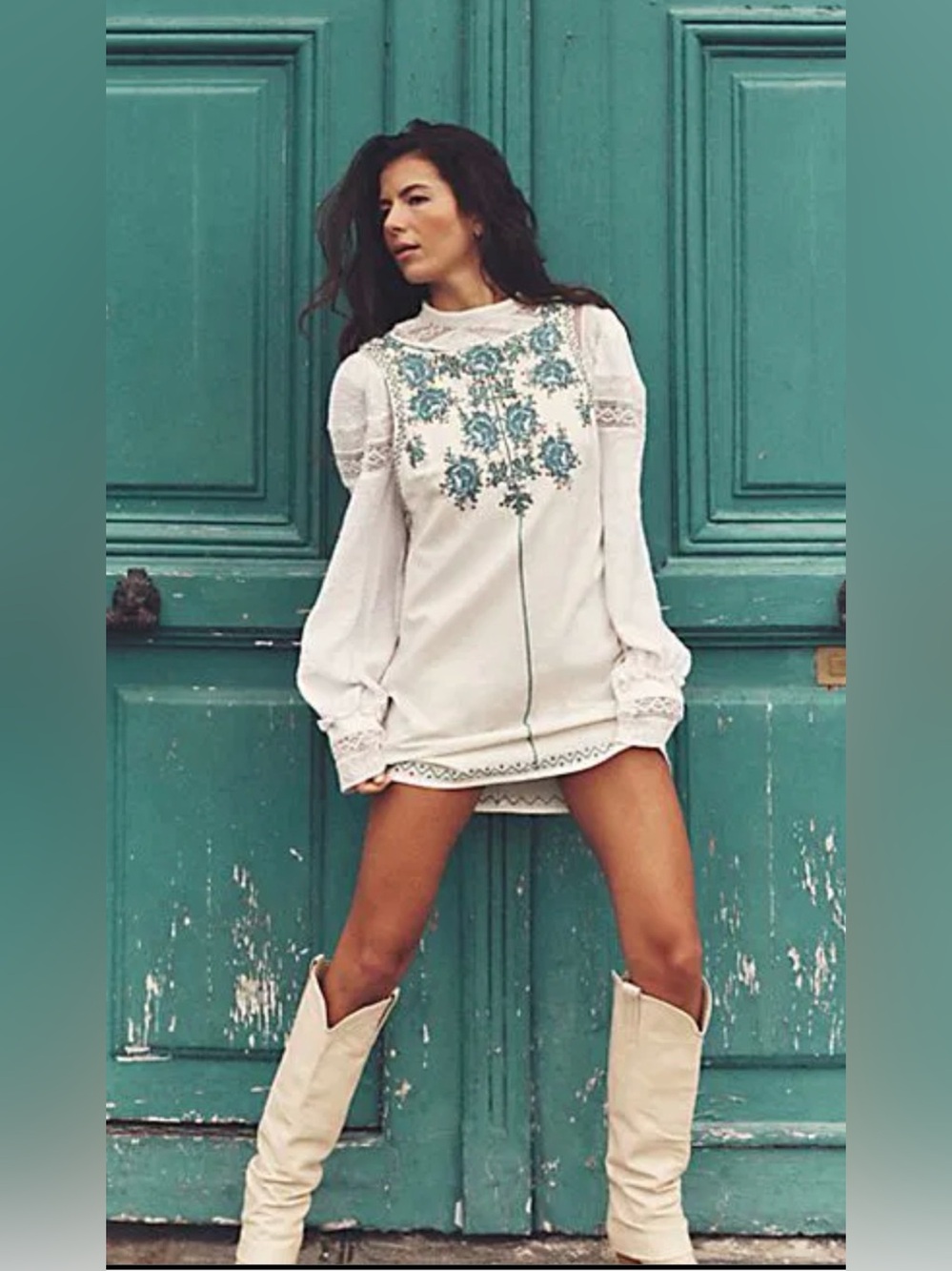 Free People Samson Mini Dress
Shift Dress with
Beaded / Embroidered Front